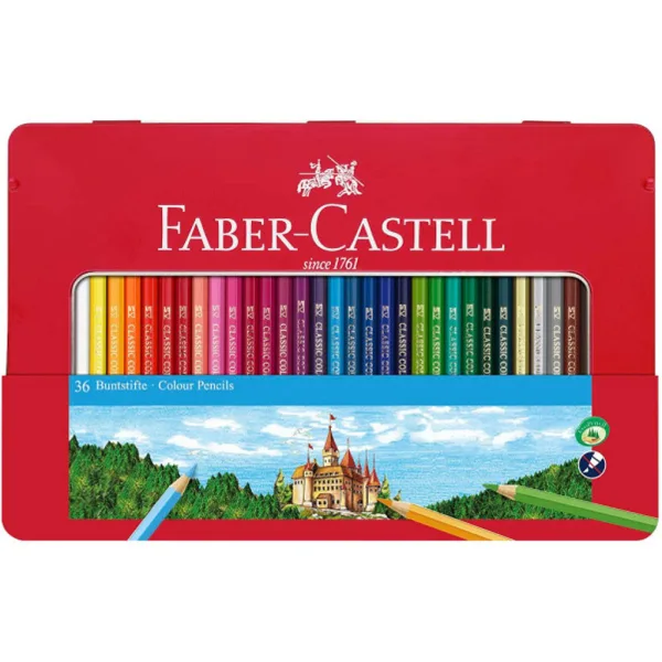 Faber-Castell: Set di matite colorate in scatola di metallo, 36 pezzi immagine 1