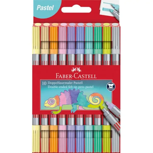 Faber-Castell: Set di pennarelli 10 pezzi a doppia punta in colori pastello immagine 1