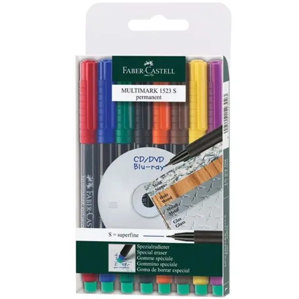 Faber-Castell: Set di pennarelli alcolici Multimark S 8 colori 0,4 mm immagine 1