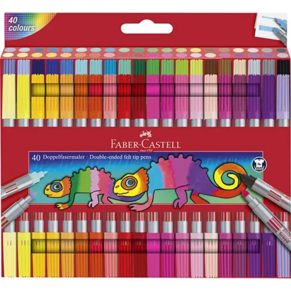 Faber-Castell: set di 40 pennarelli a doppia punta con colori brillanti immagine 1