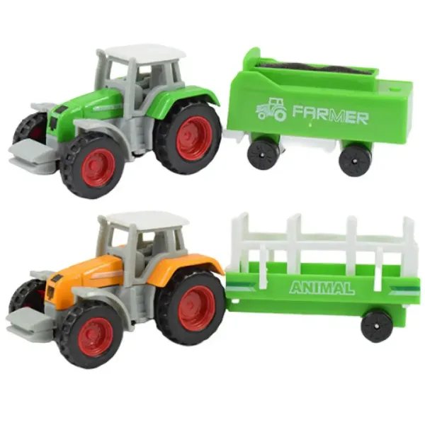 Farm World: set di 4 trattori agricoli con rimorchio 1/64 immagine 3