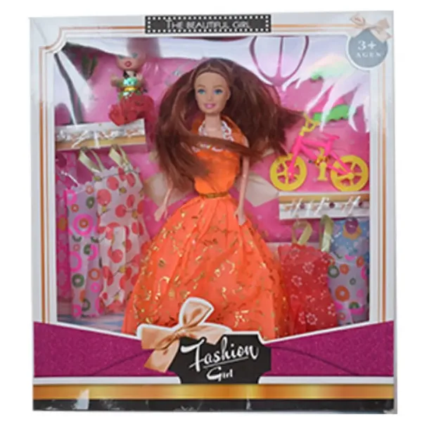 Fashion Girl: Set bambola e bambino con bicicletta e accessori 28 cm immagine 5