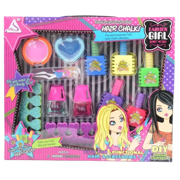 Fashion Girl: Set di trucco con gessetti per capelli, trucchi e separatore per dita in spugna immagine 4