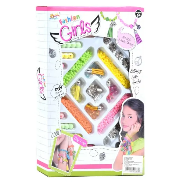 Fashion Girls: Set di creazione di gioielli con oltre 100 perline colorate e charm immagine 1