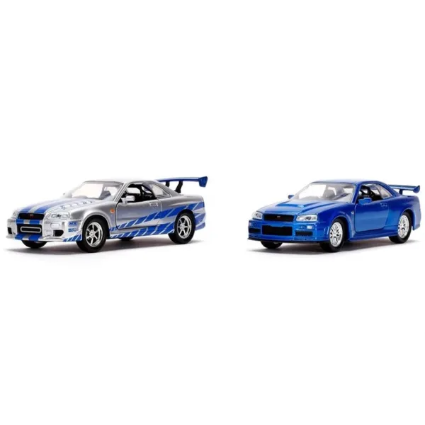Fast & Furious: Confezione doppia – Nissan Skyline GT‑R R34 di Brian, set da 2 modellini auto in scala 1:32 – Jada Toys immagine 2