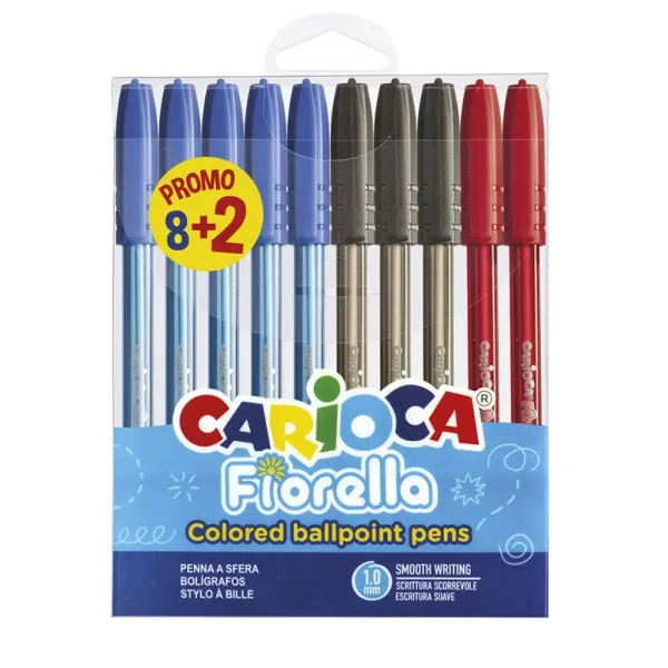 Fiorella set di 10 penne a sfera multicolore - Carioca immagine 1