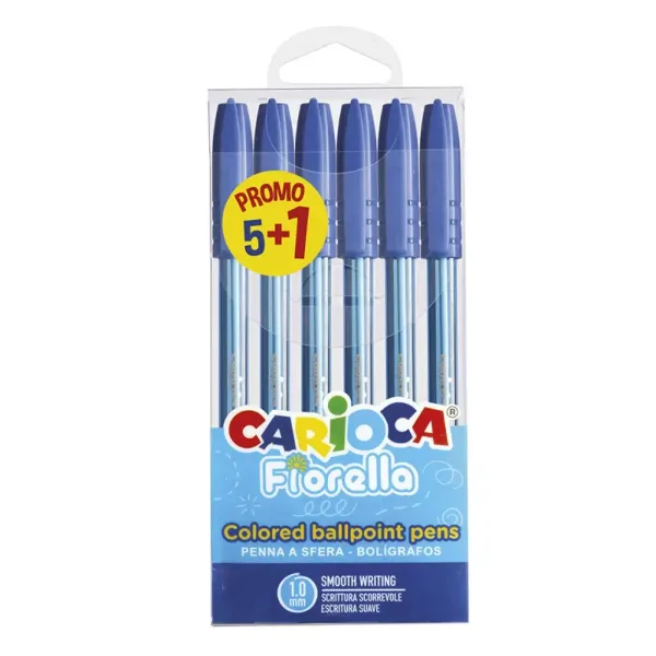 Fiorella set di 6 penne a sfera colore blu - Carioca immagine 1
