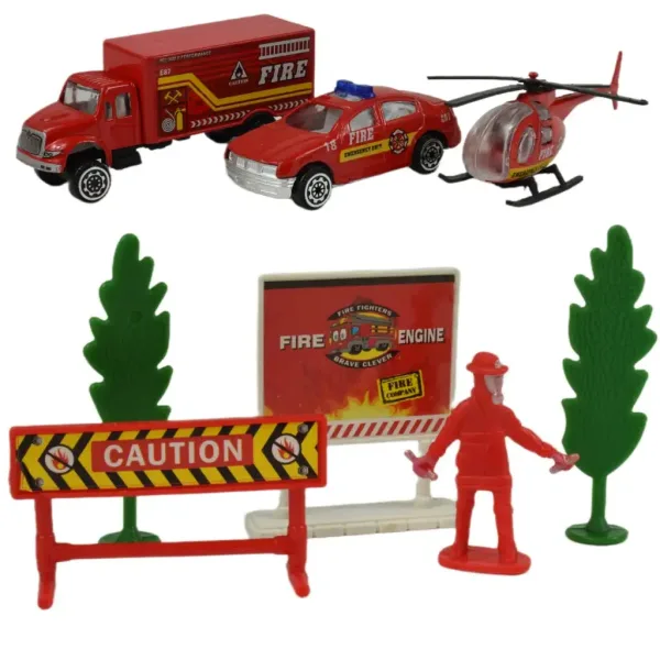 Fire Crew: Set di piccoli camion dei pompieri con accessori immagine 2