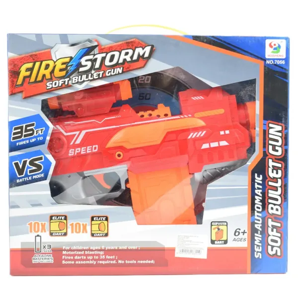 Fire Storm: Pistola spara spugne elettrica con proiettili e luce 33cm immagine 7