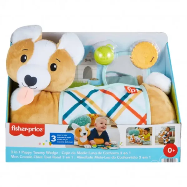 Fisher-Price: Corgie Puppy Cresci con me cuscino con sonaglio, dentaruolo e specchio - Mattel immagine 1