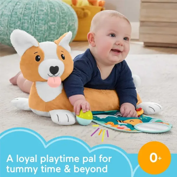 Fisher-Price: Corgie Puppy Cresci con me cuscino con sonaglio, dentaruolo e specchio - Mattel immagine 2