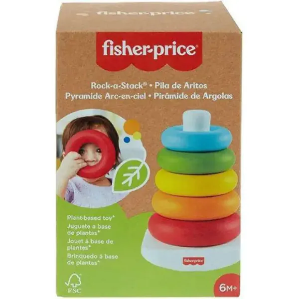 Fisher-Price: ECO Piramide di Anelli Colorati Giocattolo per Bambini - Mattel immagine 1