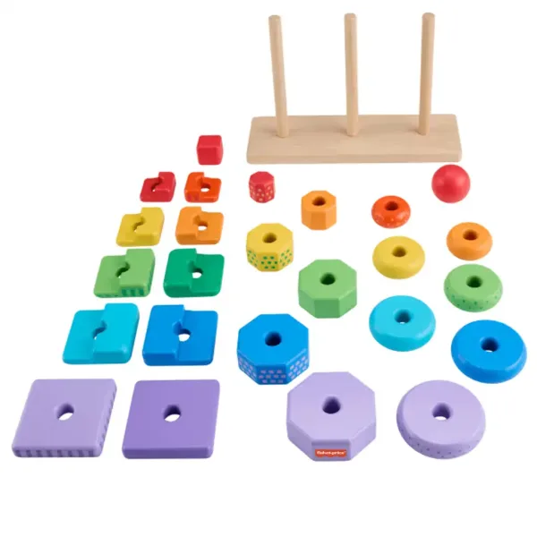 Fisher-Price Set di giochi piramide impilabile e selezionatore di forme colorate - Mattel immagine 3