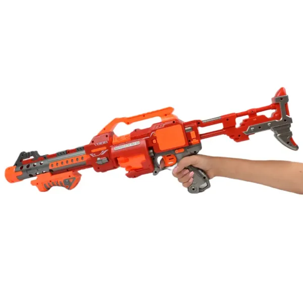 Flames Storm: Gigante fucile spara-spugne elettrico rosso con luce, tamburo rotante e proiettile 73cm immagine 6