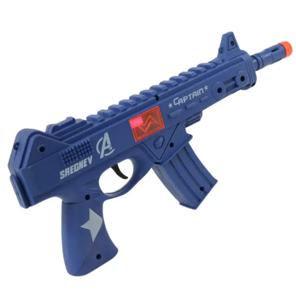 Flint Gun: Fucile mitragliatore militare blu con funzione di imitazione del colpo, 30 cm immagine 3