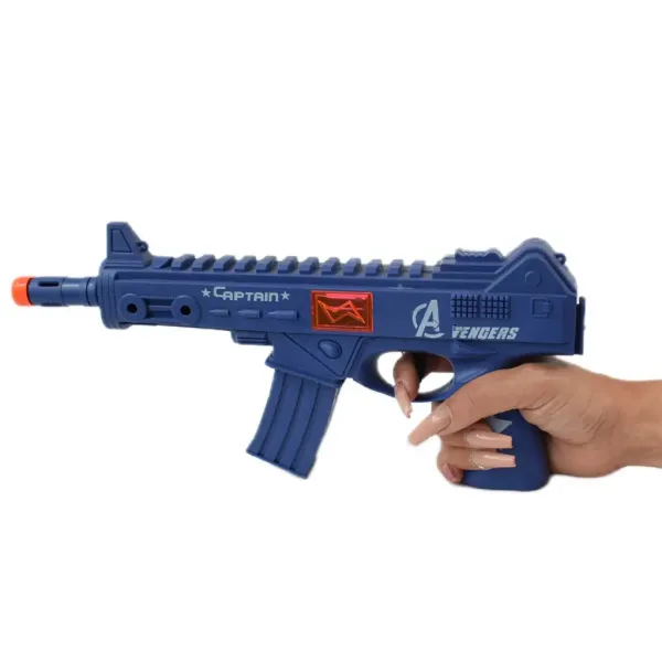 Flint Gun: Fucile mitragliatore militare blu con funzione di imitazione del colpo, 30 cm immagine 4