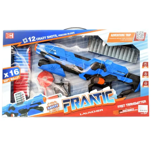 Frantic Launcher: Lanciatore manuale di proiettili in spugna con bersaglio e munizioni 49cm immagine 8
