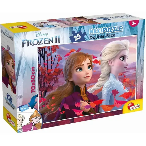 Frozen 2 2 in 1 maxi puzzle da 35 pezzi e album da colorare 70x50 cm - Lisciani immagine 1