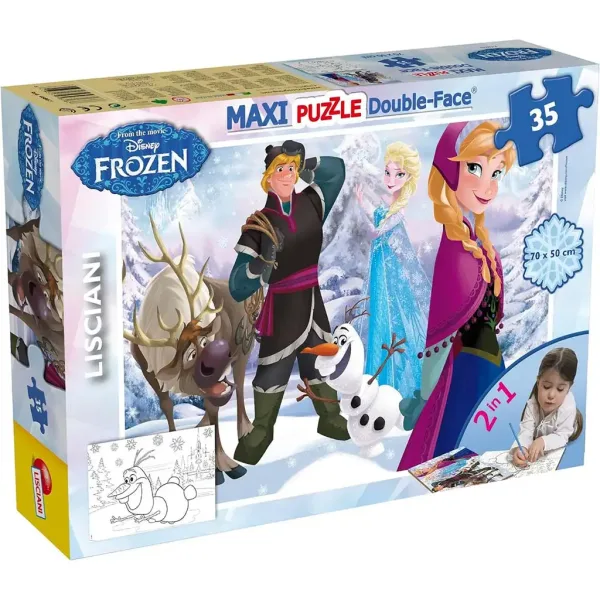 Frozen 2 in 1 maxi puzzle da 35 pezzi e album da colorare 70x50cm - Lisciani immagine 1