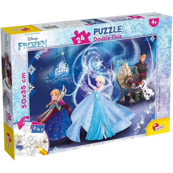 Frozen 2 in 1 puzzle da 24 pezzi e album da colorare 50x35cm - Lisciani immagine 1