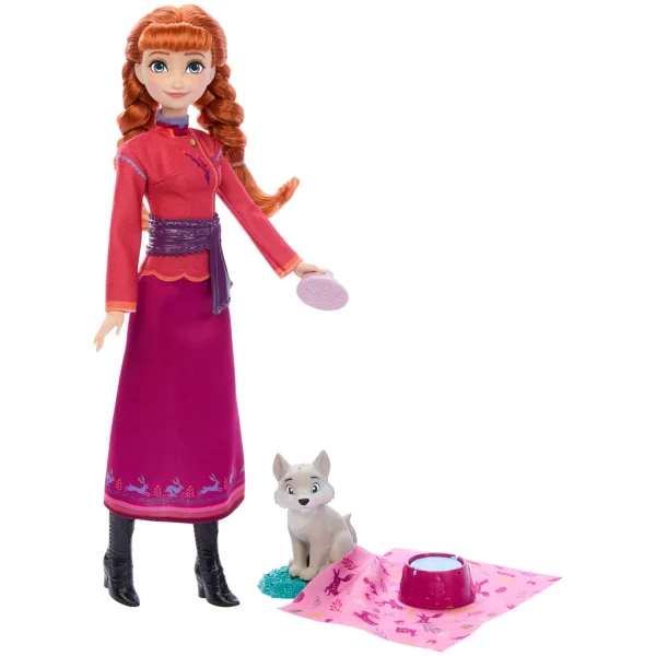 Frozen: Set di personaggi giocattolo Anna e la piccola volpe artica - Mattel immagine 2
