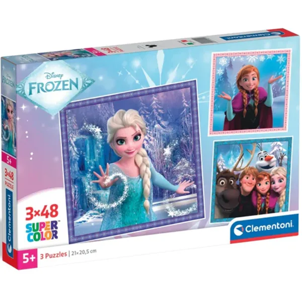 Frozen momenti divertenti puzzle Supercolor 3x48 pezzi - Clementoni immagine 1