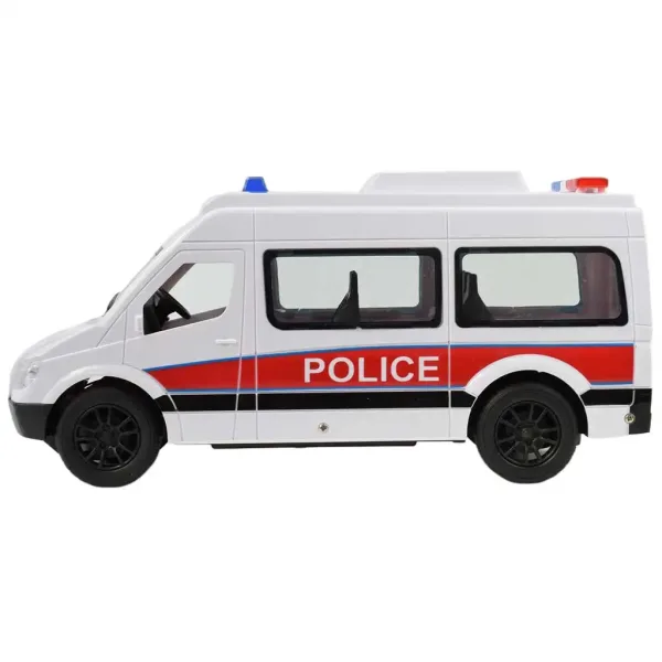 Furgone della polizia bianco telecomandato RC con effetti luminosi 2,4GHz scala 1/12 30cm immagine 3