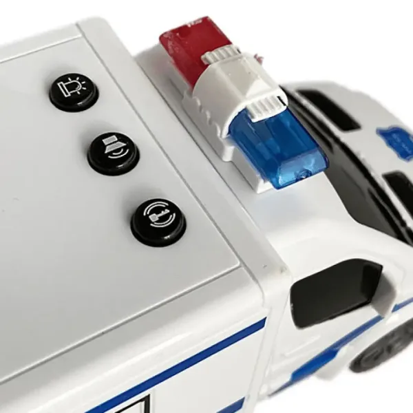 Furgone della polizia telecomandato RC con effetti di luce e suono, scala 1:18, 20 cm immagine 3