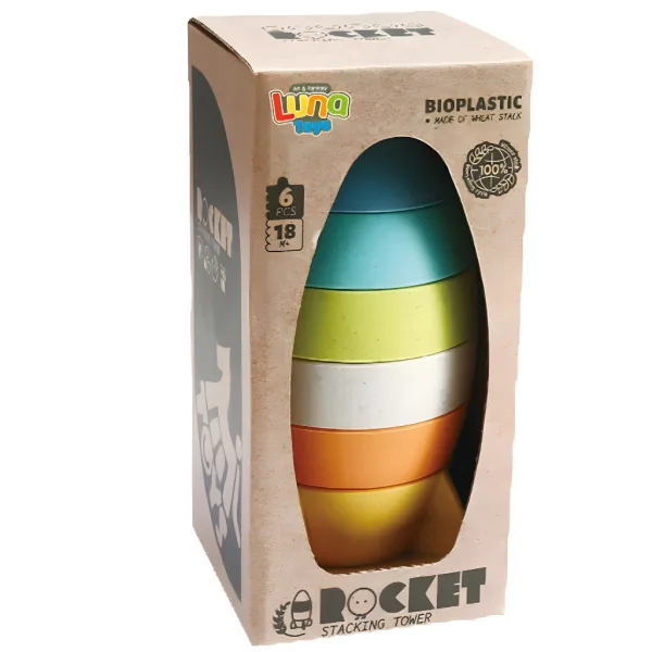 Gioco di costruzione: torre a forma di razzo 10x10x20 cm immagine 4