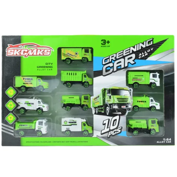 Greening Car: Set di 10 camion per la raccolta dei rifiuti immagine 4