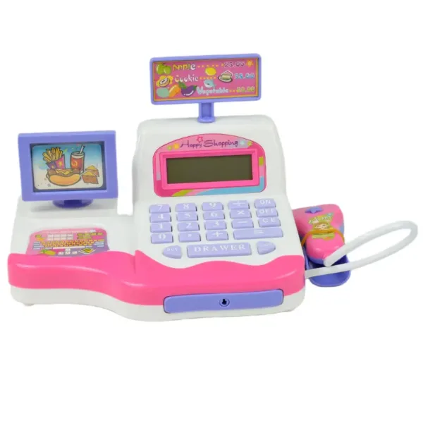 Happy Shopping: Registratore di cassa bianco-rosa con suono e accessori 20x12cm immagine 2