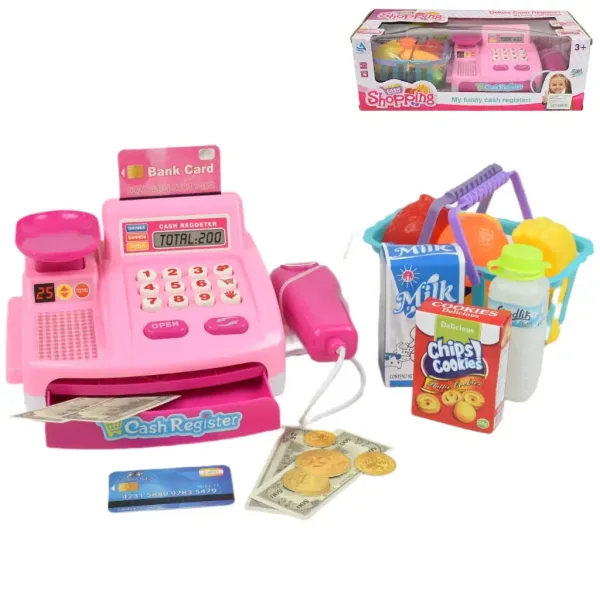 Happy Shopping: Registratore di cassa rosa con suoni e accessori 22x10x15cm immagine 1