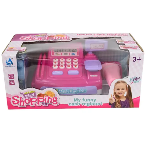 Happy Shopping: Registratore di cassa rosa con suoni e accessori 23x14cm immagine 1