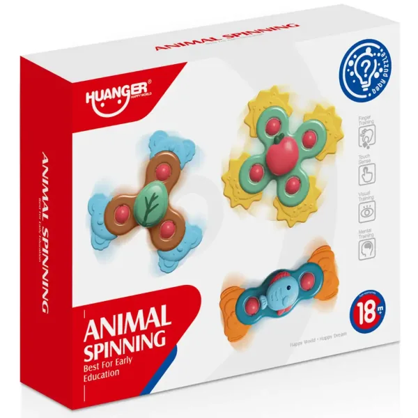 Happy World: Set di giochi educativi con 3 spinner per bambini a forma di animali immagine 5