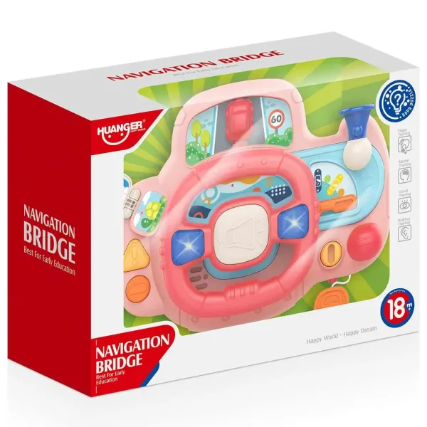 Happy World: Volante multifunzione colore rosa con effetti luminosi e sonori 23x17,5cm immagine 1