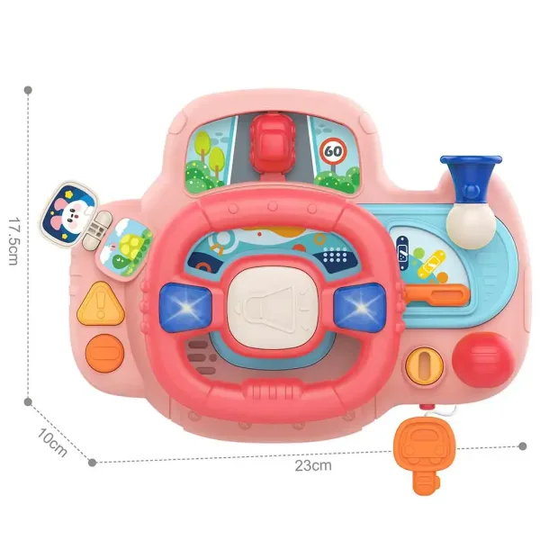 Happy World: Volante multifunzione colore rosa con effetti luminosi e sonori 23x17,5cm immagine 2