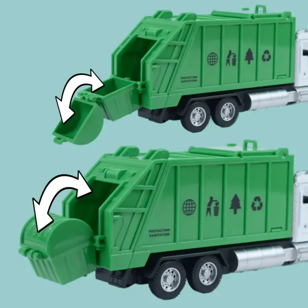 Heavy Duty Truck: Modello di camion per la raccolta differenziata in metallo con porte apribili e bidone 1/36 immagine 6