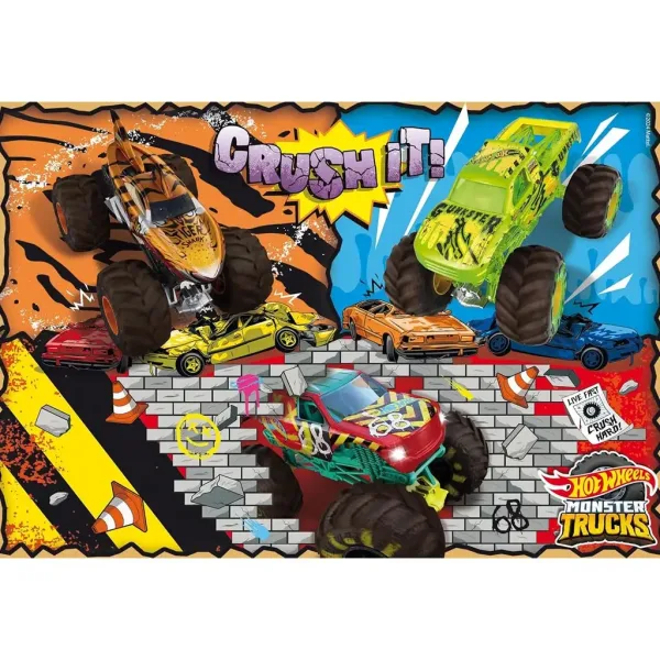 Hot Wheels Monster Trucks 2 x 60 pezzi maxi puzzle da pavimento 50x35cm - Lisciani immagine 2