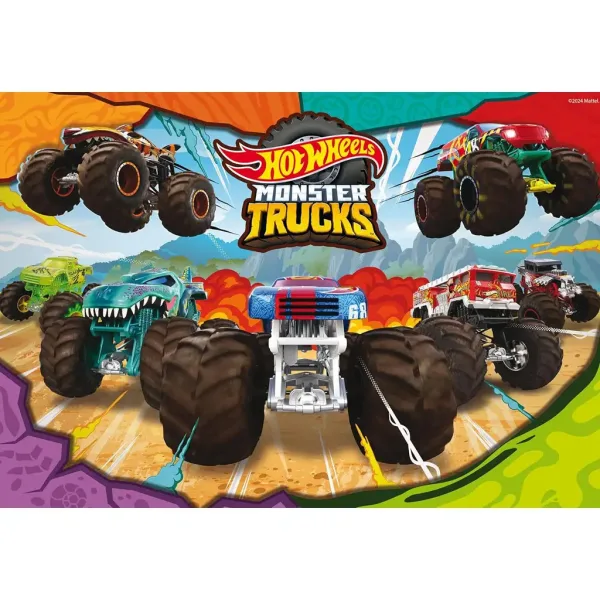 Hot Wheels Monster Trucks 2 x 60 pezzi maxi puzzle da pavimento 50x35cm - Lisciani immagine 3