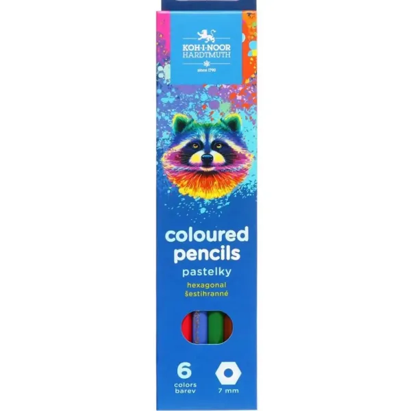 ICO: Koh-I-Noor 3551 Matite colorate esagonali in scatola con procione, confezione da 6 pezzi immagine 1