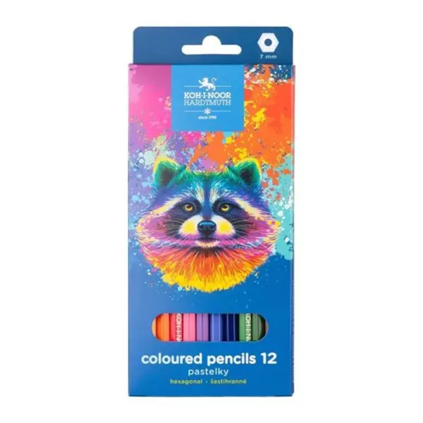 ICO: Koh-I-Noor 3552 matita colorata esagonale in scatola con procione, confezione da 12 pezzi immagine 1