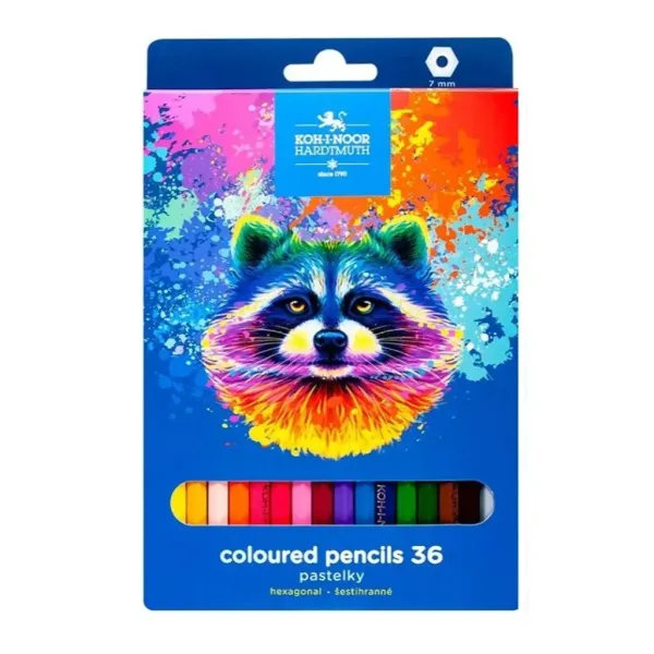 ICO: Koh-I-Noor 3555 Matite colorate esagonali in scatola con procione, 36 pezzi immagine 1