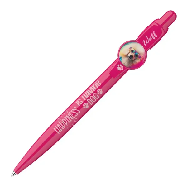 ICO: Penna a sfera con cani, colore rosa immagine 1