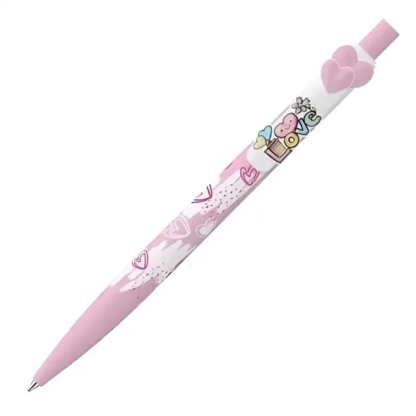 ICO: Penna a sfera con cuoricini Love, colore rosa immagine 1