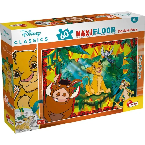 Il Re Leone 2 in 1 maxi puzzle da 60 pezzi e libro da colorare 70x50cm - Lisciani immagine 1