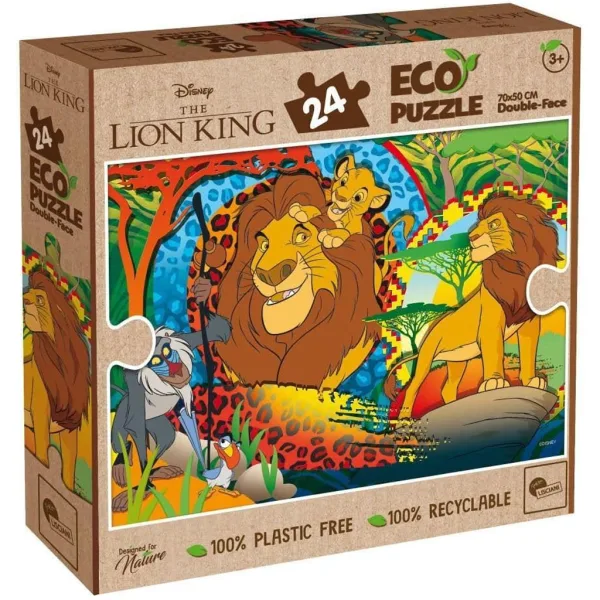 Il Re Leone 2 in 1 puzzle Eco maxi da 24 pezzi e album da colorare 70x50cm - Lisciani immagine 1