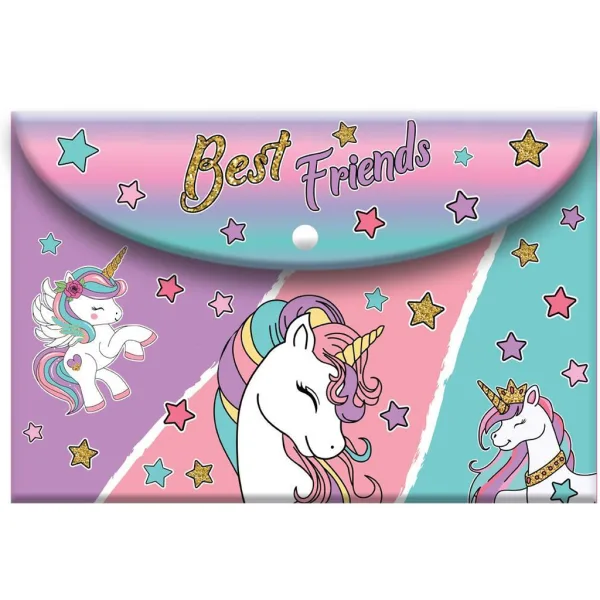 Must: cartella A4 con fantasia unicorno e chiusura a scatto immagine 1