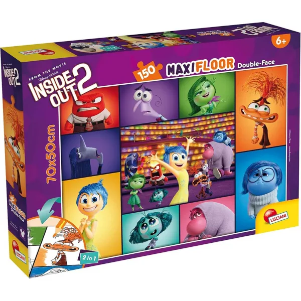 Inside Out 2 2 in 1 maxi puzzle da 150 pezzi e album da colorare 70x50 cm - Lisciani immagine 1