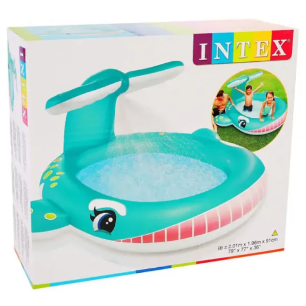 Intex: Piscina a forma di balena con spruzzatore 201x196x91cm immagine 2