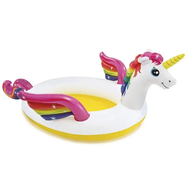 Intex: Piscina per bambini a forma di unicorno con spruzzo 272x193x104cm immagine 1